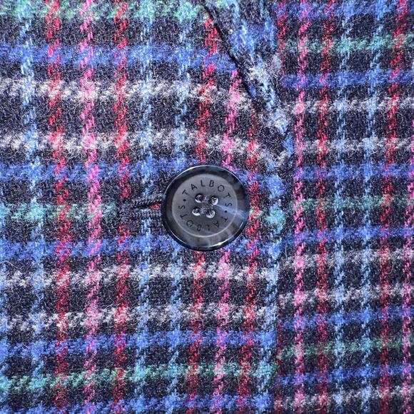 Talbots Blazer Women 16 Blue Mistletoe Plaid Shetland Wool True Classic Timeless - Picture 8 of 16